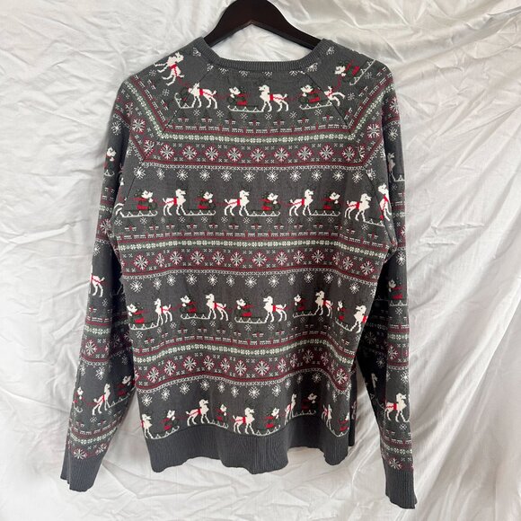 Disney Mickey Mouse, Gray Snowflake, Sleigh Christmas Holiday Sweater - Size M - Picture 4 of 8